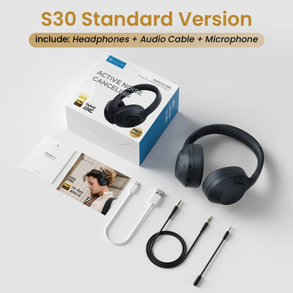 HAYLOU S30 Wireless Bluetooth 5.4 Headphones 43dB Adaptive Noise Cancelling Headsets 40mm Driver 80H Playtime Earphones