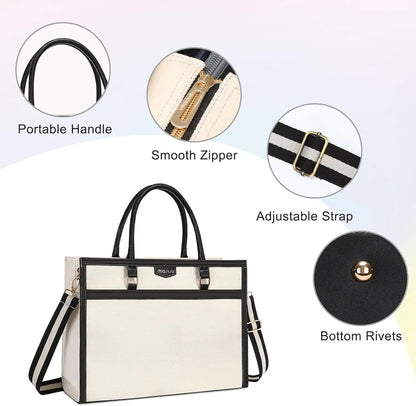 Laptop Bag Women Canvas Tote Bag 15.6 inch Travel Office College Handbag Casual Work Computer ipad Messenger Shoulder Briefcase