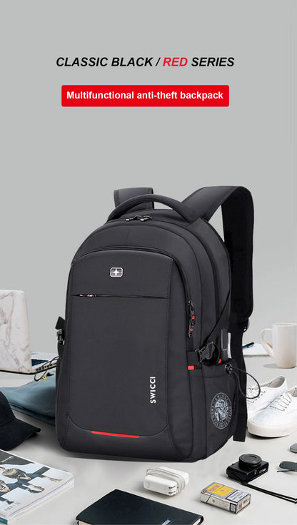 Travel 16 17.3 inch Laptop swiss Backpack USB Charging Anti-Theft Business Luggage Daypack for Men Women College School Bag