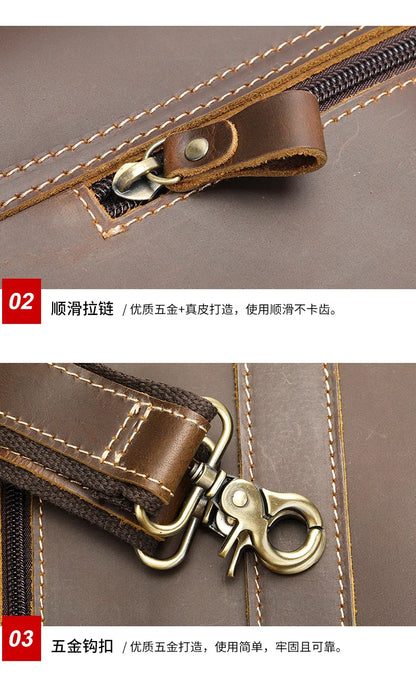 Vintage Handbags Men's Leather Notebook Bag Cowhide Travel Trolley Wheel Luggage Men's Messenger Bag Business Briefcases