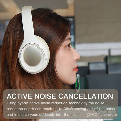 iKF King Active Noise Cancelling Wireless Headphones Bluetooth earphones Gaming headsets HiFi with Microphone 80 Hours Play Time