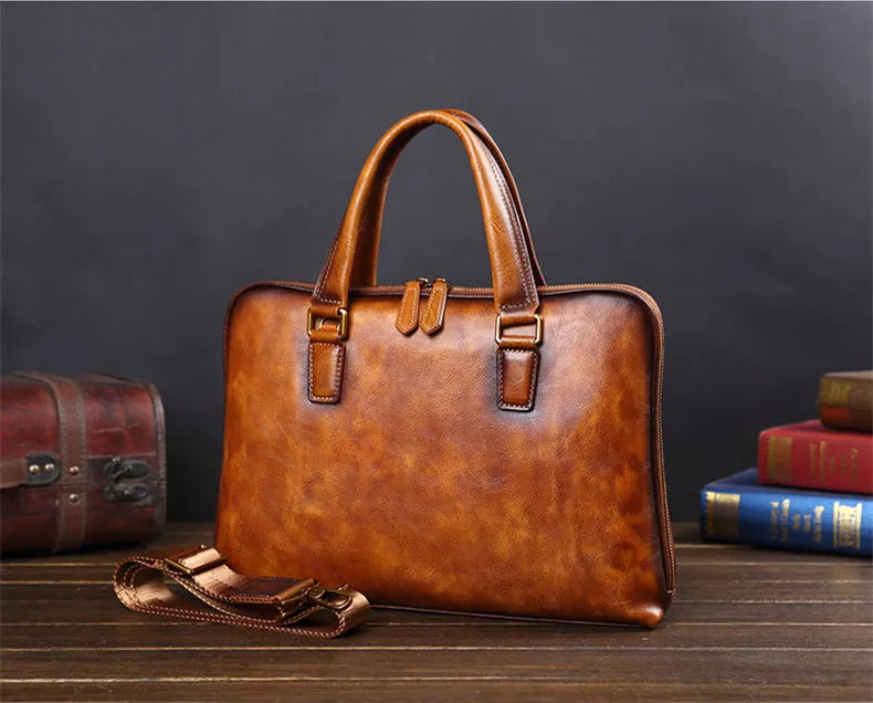 Genuine Leather Men's Handbags Casual Business Men Briefcase Computer Bag European and American Shoulder Messenger Bags Tide