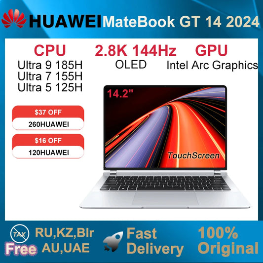 2024 HUAWEI MateBook GT 14 Laptop Ultra 9-185H/Ultra 7-155/Ultra 5-125 Notebook 14.2-inch 2.8K OLED Touchscreen 140W Hi GT Cube