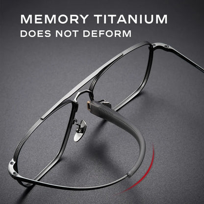 CAPONI Pure Titanium Eye Glasses Frame For Men Square Anti Blue Light Anti Reflection Glasses Brand Designer Spectacles JF50004