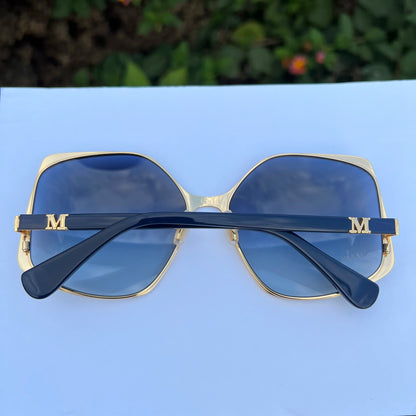 Italian Luxury Brand Oversized Metal Frame Sunglasses for Women with Irregular Lenses