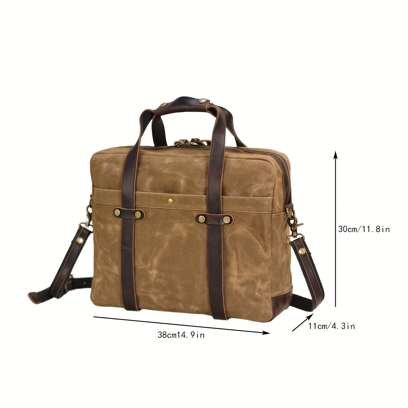 American retro oil waxed canvas briefcase men's crossbody handbag business casual messenger bag 15.6 inch computer bag