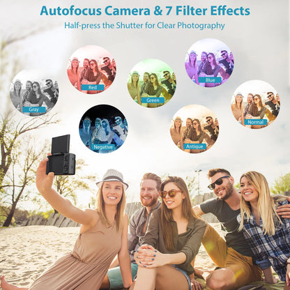 4K Digital Camera& Photography Autofocus 64MP Vlogging Camera for YouTube，16X Digital Zoom Compact Camera, 3'' 180°Flip Screen