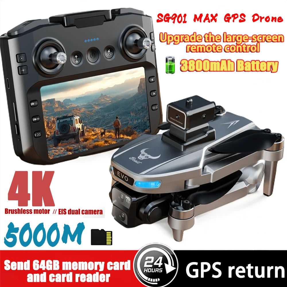 New With Screen Remote Control SG901 MAX GPS Drone 4K Dual Camera Professional Brushless Aerial Photography Quadcopter FPV Dron