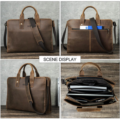 Cow Leather Mans Messenger Luxury Brand Bag Combination Lock Men's Business Briefcase Portable Oblique Span Computer Portfolio