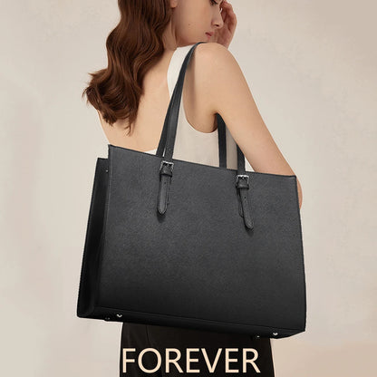 15.6 Inch Large Shoulder Bag PU Leather Computer Tote Bag Multipocket Large Capacity Waterproof Women Business Travel Handbag