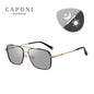 CAPONI Pure Titanium Men Sunglasses Car Driving Cool Sun Shades Polarized Photochromic UV400 Square Sun Glasses For Men BS21028