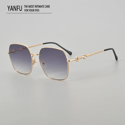 Gradient Lens Square Large Frame Summer Sunglasses Women Metal Fashion Men UV400 Glasses Woman Outdoor Vintage Eyeglasses 145mm