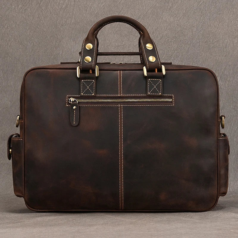 Fashion Natural Leather Men Briefcases With Shoulder Strap Mans Laptop Notebook Hand Bag 2019 New Business Briefcase Bag