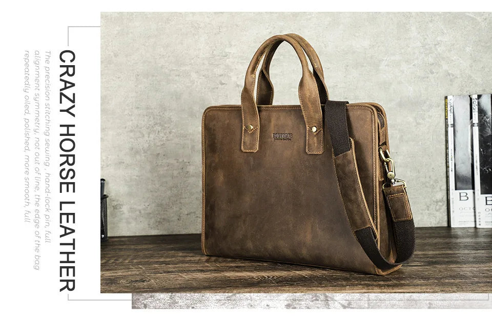 Crazy Horse Messenger Briefcase Luxury Bag Brand Messenger Men Leather Handbags Men's Casual Business сумка мужская портфель