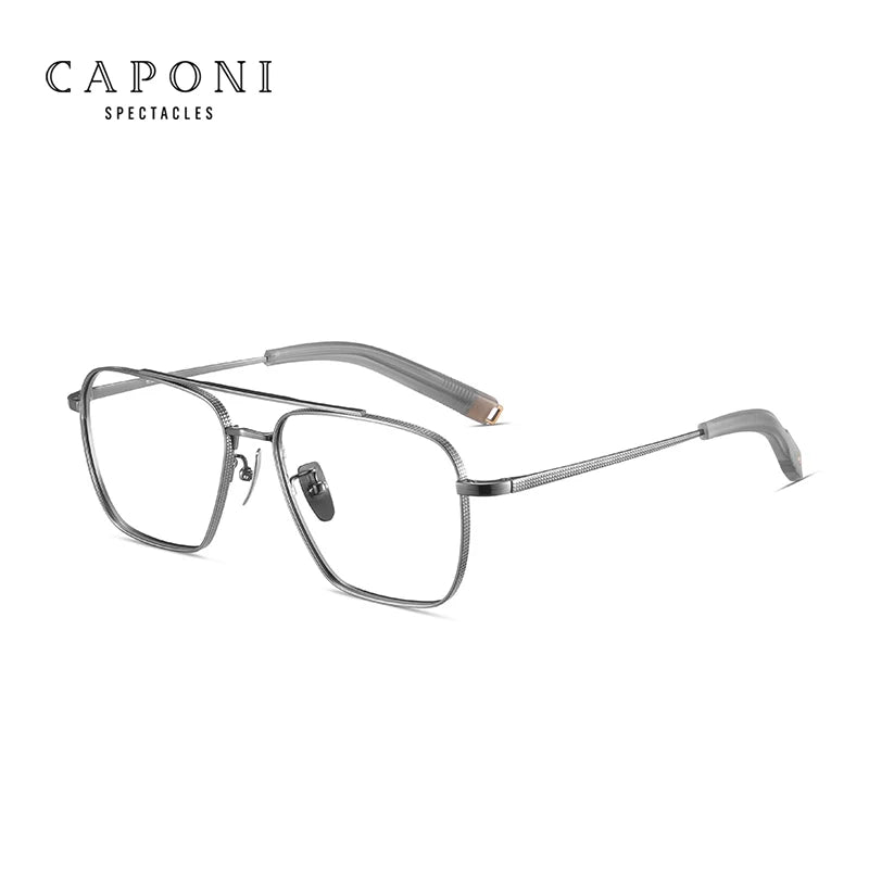 CAPONI Pure Titanium Eye Glasses Frame For Men Square Anti Blue Light Anti Reflection Glasses Brand Designer Spectacles JF50004