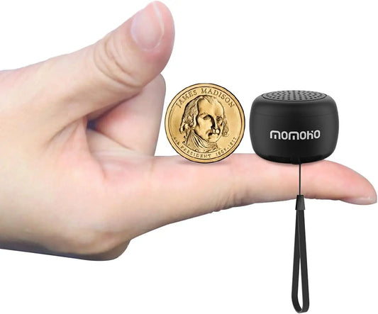 Tiny Bluetooth Speaker Smallest Mini Bluetooth Speakers Wireless with Remote Shutter, Hands-Free Call, Built-in Mic, TWS, Black