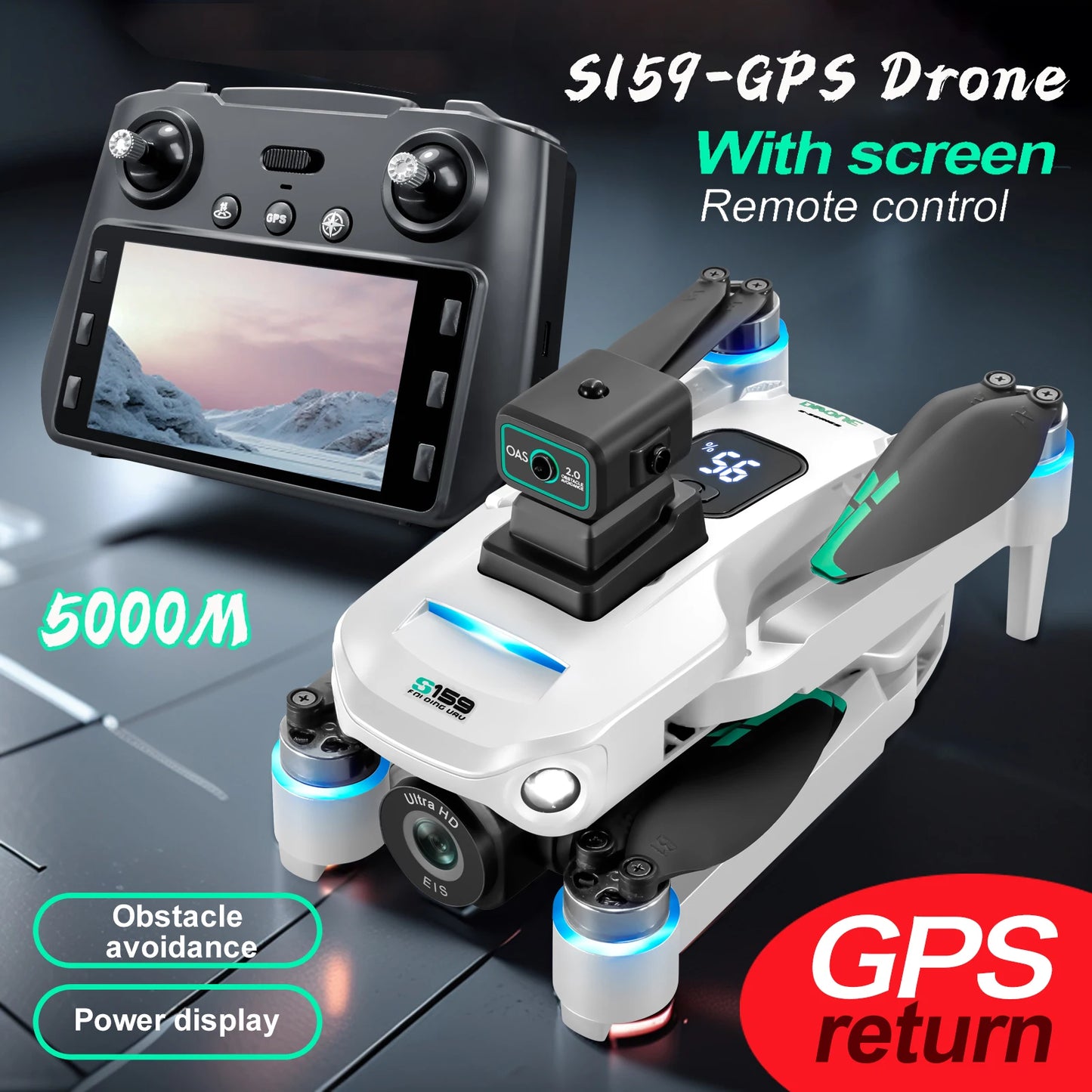 New S159 GPS Drone 8K HD Camera Screen Send Memory Card 5G Image Transfer Obstacle Avoidance Brushless FPV Drone RC Quadcopter