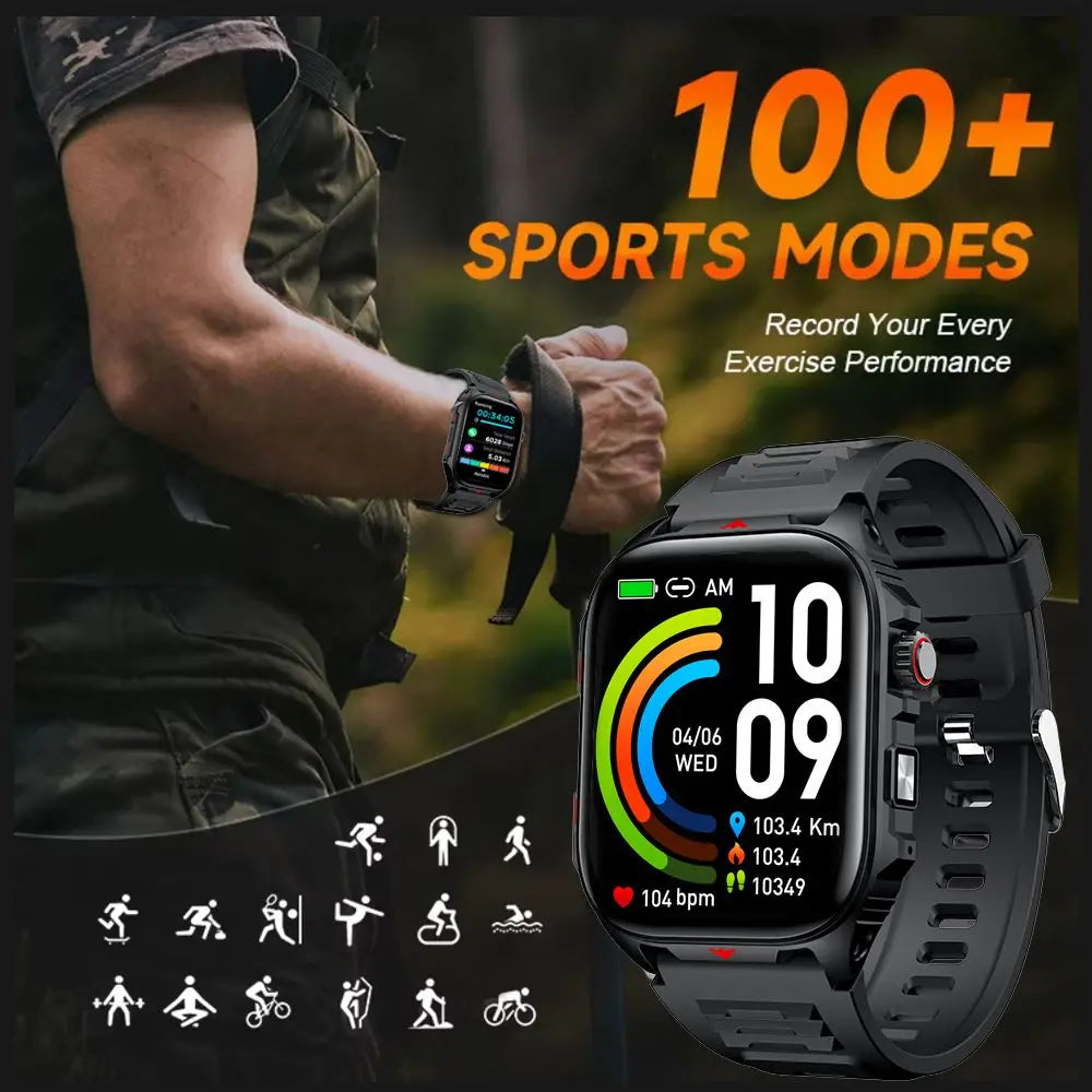 New Sports Smart Watch Men 2.01 Inch Full Touch Screen IP68 Waterproof Multiple Sports Modes Full Health Monitoring Smartwatches