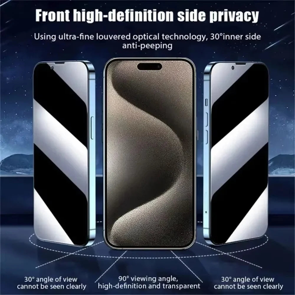 1-2PCS Oleophobic Coating Screen Protector For iPhone 16 15 14 Plus 13 12 Mini 11 Pro Max XR X XS Max Privacy Tempered Glass