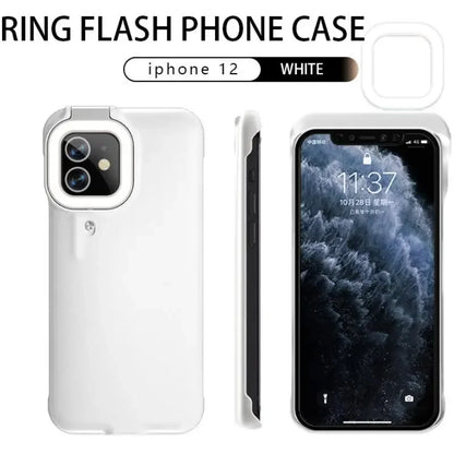 For IPhone 12 Pro 11 Ring Light Flash Mobile Phone Case Fill Lights Stable Flashlight Beauty Selfie Live Protective Sleeve Cover