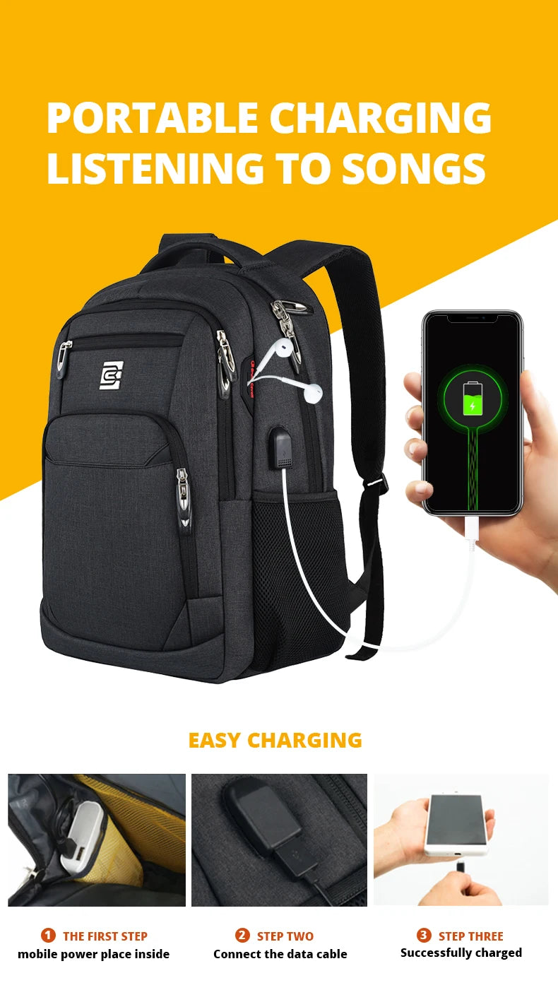 Business Travel Anti Theft Slim Durable 15.6/17 Inch Laptop Backpack with USB Charging Port College School Bag for Women & Men