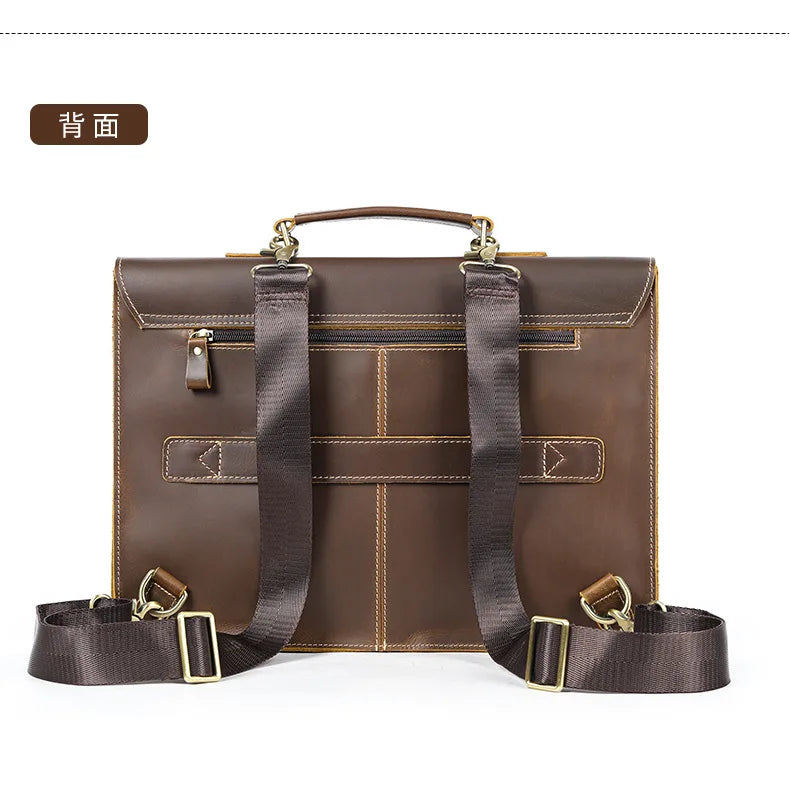 Vintage Handbags Men's Leather Notebook Bag Cowhide Travel Trolley Wheel Luggage Men's Messenger Bag Business Briefcases