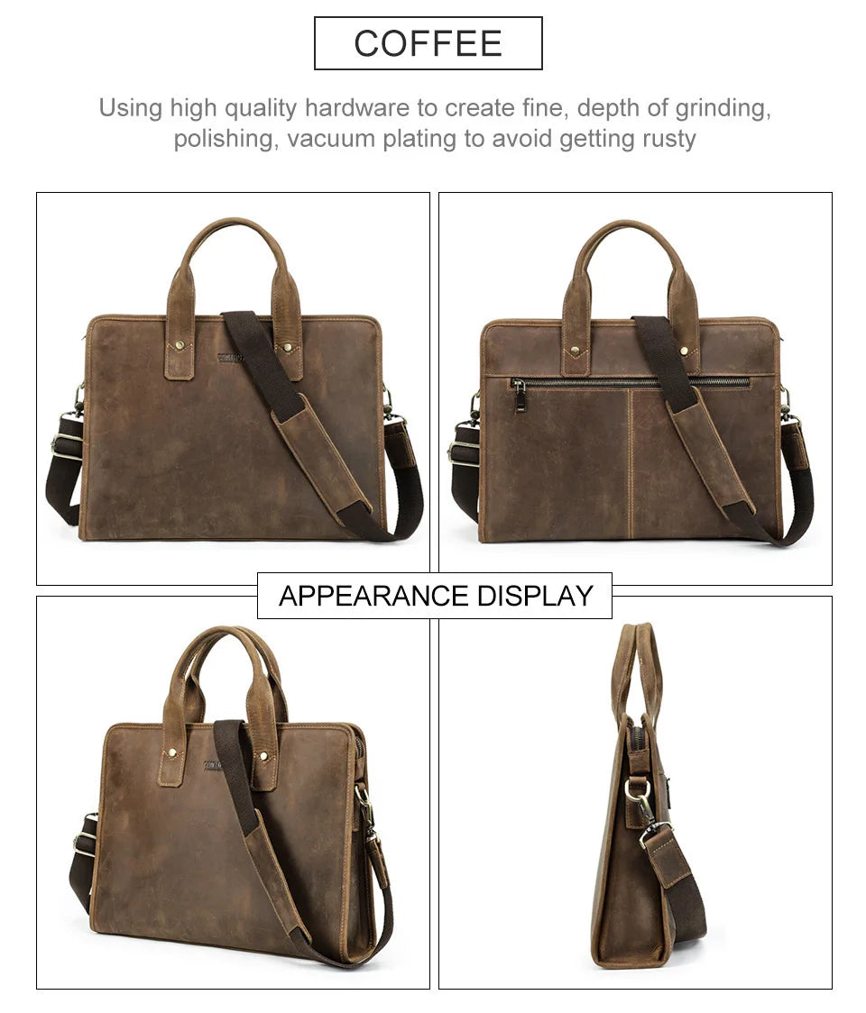 Crazy Horse Messenger Briefcase Luxury Bag Brand Messenger Men Leather Handbags Men's Casual Business сумка мужская портфель