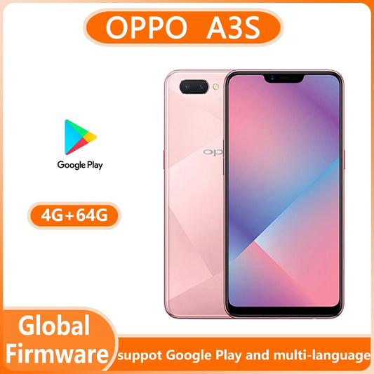 OPPO A3S smartphone Global firmware CPU Qualcomm Snapdragon 450 4230mAh camera 13MP Android 8.1 used phone