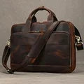 Top Grade Thick Genuine Leather Men Briefcase 15" Laptop Cow Leather Business Bag Tote Man Briefcase With Shoulder Strap