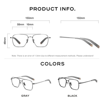 CAPONI Pure Titanium Eye Glasses Frame For Men Square Anti Blue Light Anti Reflection Glasses Brand Designer Spectacles JF50004