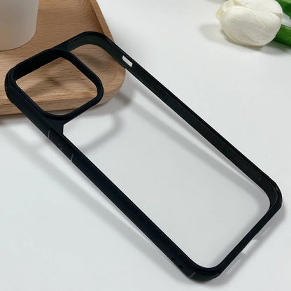 Transparent Hard Acrylic Phone Case For iPhone 14 15 Pro Max Shockproof Case Funda iPhone 11 12 13 Pro Silicone Frame Back Cover