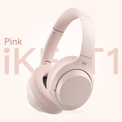 iKF T1 Wireless Bluetooth Headphones Call Noise Cancelling Wired Headset HiFi Sound with Game Mode  50 Hours Using Time