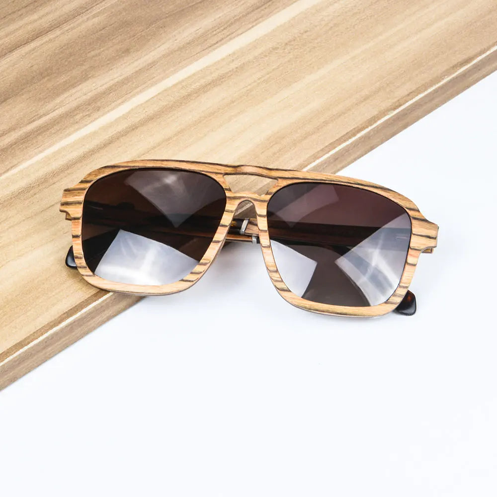 SHINU Brand Designer wooden sunglasses for men in large size polarized glasses husban Ebony Zebra wood eyewear  shades for men