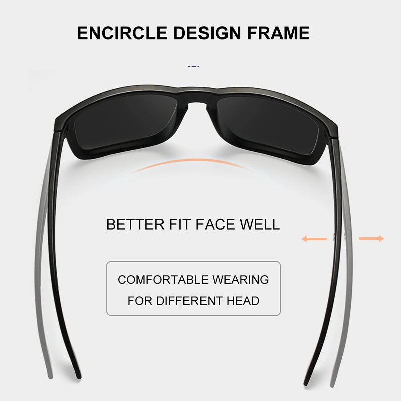 CAPONI Driving Sunglasses For Men Polarized Brand Designer Sun Glasses Photochromic Square TR Frame Black Men's Shades BS9417