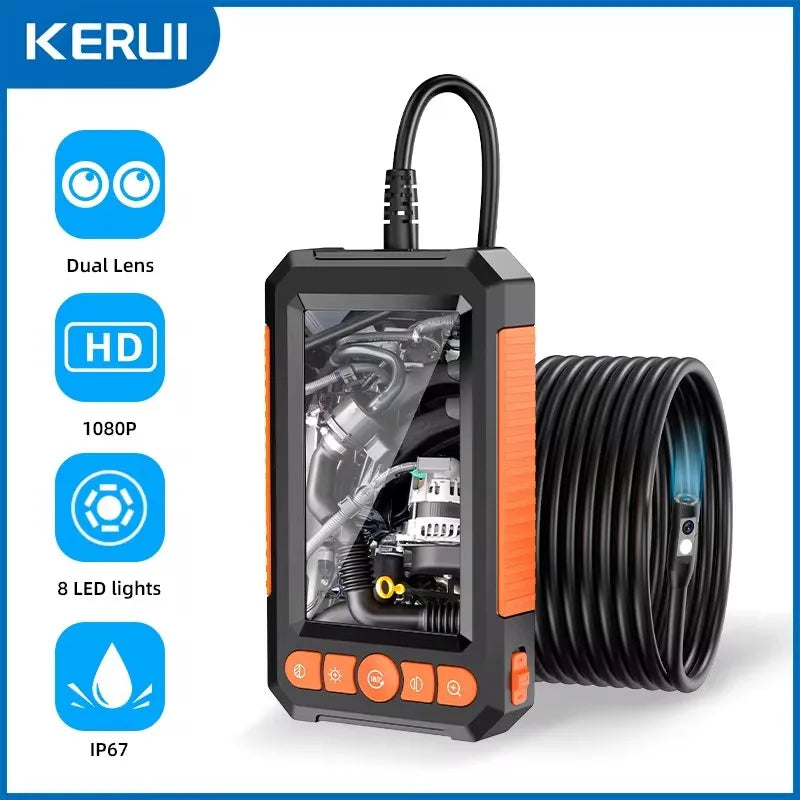 KERUI Industrial Endoscope Camera 4.3 "Single Dual Lens HD 1080P Car Inspection Borescope IP67 Waterproof Sewer Camera With LED