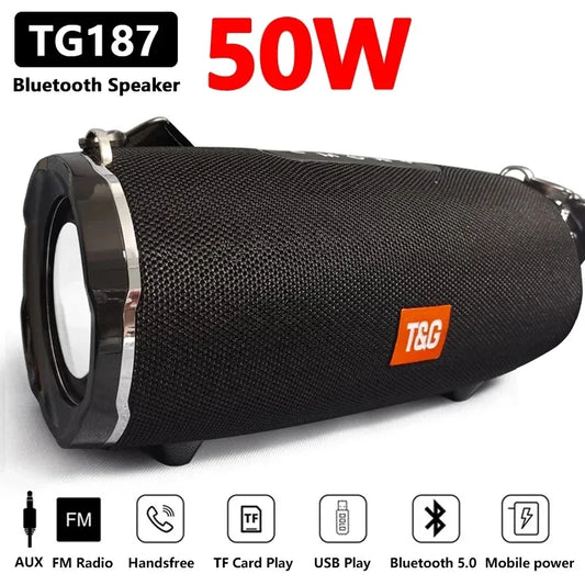 TG187 50W High Power caixa de som Bluetooth Speaker Waterproof Portable Column For PC Computer Speakers Subwoofer Music Center