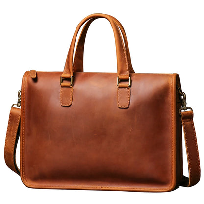 Men's Bag Crazy Horse Leather Men Briefcase for Laptop 14 Messenger Men's Leather Business Office Bag A4 File