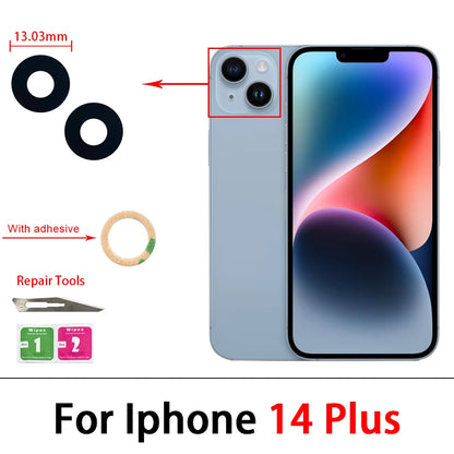 5Pcs/Lot，New Back Rear Camera Glass Lens Cover With Adhesive Replacement Repair For iPhone 11 12 13 14 Pro Max mini 15 Plus