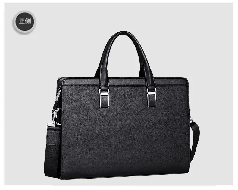 OYIXINGER Men's Leather Business Briefcase Bag Female Casual Handbag Cowhide Computer Bag 14 Inch Laptop Bags Man's Nice Gift