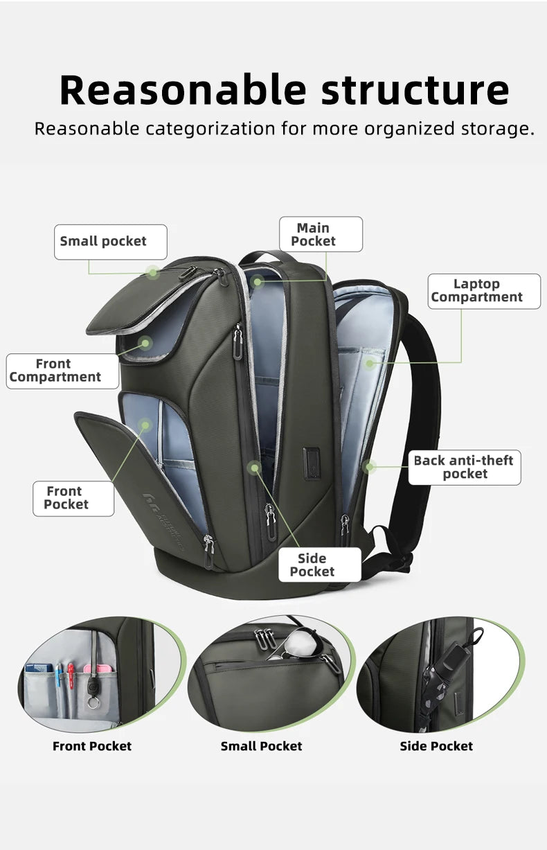 Heroic Knight 17.3 Inch Business Laptop Backpack with Dual USB Port Waterproof Big Capacity Multi-Use Work Office Shoulder Bag