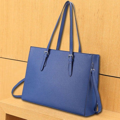 15.6 Inch Large Shoulder Bag PU Leather Computer Tote Bag Multipocket Large Capacity Waterproof Women Business Travel Handbag