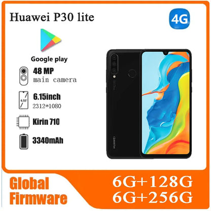 Huawei P30 Lite 4G SmartPhone Kirin 710 4GB 6GB RAM 128GB ROM 6.15inch 3340mAh 24MP  unlocked Used Phone