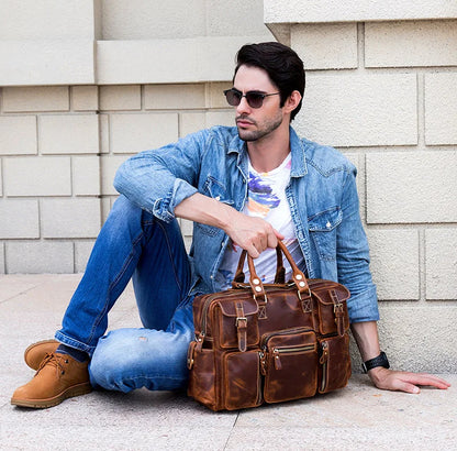 Fashion Natural Leather Men Briefcases With Shoulder Strap Mans Laptop Notebook Hand Bag 2019 New Business Briefcase Bag