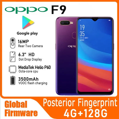 OPPO F9 Smartphone Global firmware 6.3-inch MediaTek Helio P60 Version Android 8.1RAM 4GB ROM128GB