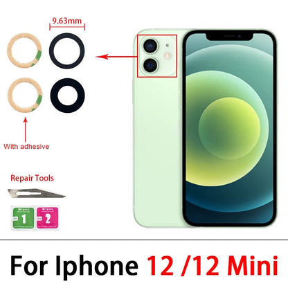 5Pcs/Lot，New Back Rear Camera Glass Lens Cover With Adhesive Replacement Repair For iPhone 11 12 13 14 Pro Max mini 15 Plus