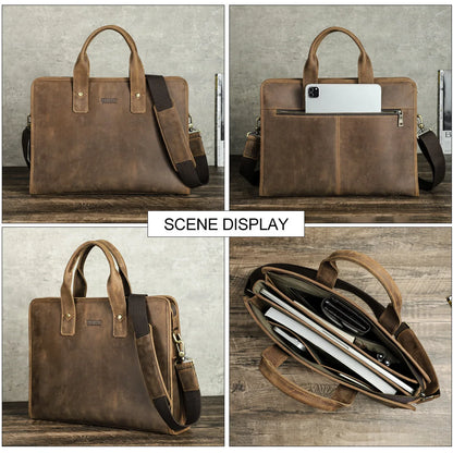 Crazy Horse Messenger Briefcase Luxury Bag Brand Messenger Men Leather Handbags Men's Casual Business сумка мужская портфель