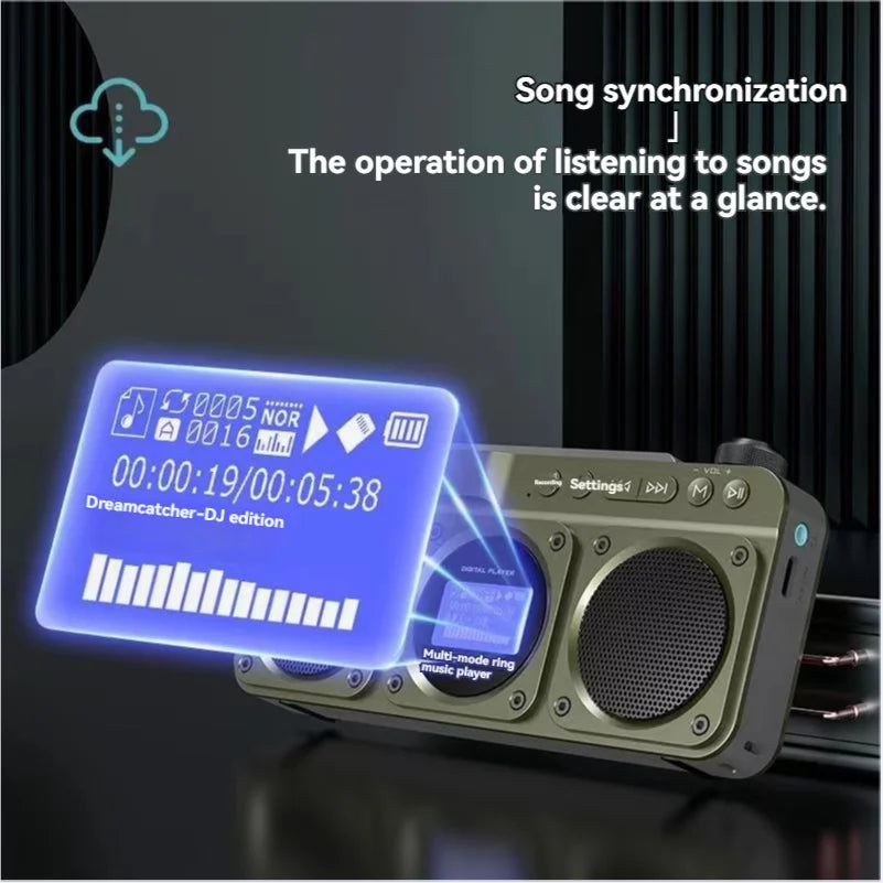 SANSUI F28 Portable FM Radio MP3 Walkman Outdoor Card Wireless Bluetooth Speakers Hi-fi Sound Quality LED Clock Lyrics Display