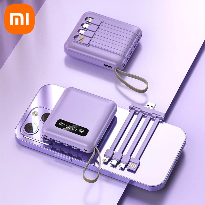 Xiaomi Mini 30000mAh 4-in-1 Power Bank Fast Charging With 4 Cable Mobile External Portable Battery Charger For iPhone Samsung