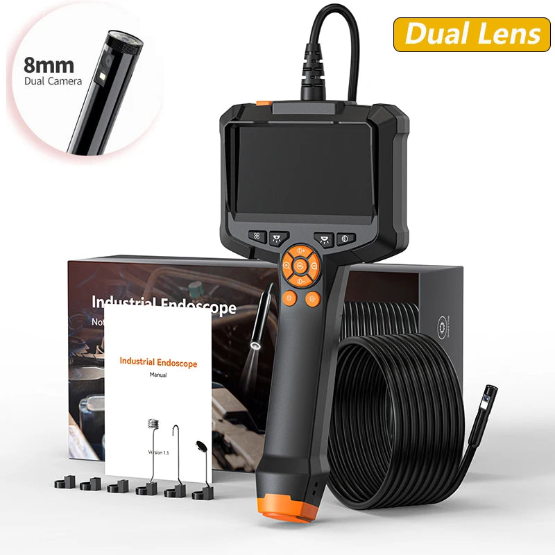 Industrial Endoscope Camera 4.3 "Single Dual Lens HD 1080P Car Inspection Borescope IP67 Waterproof Sewer Camera With LED