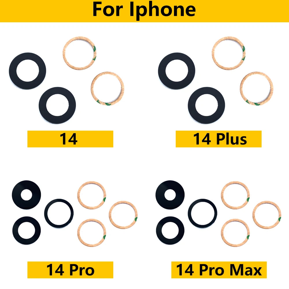 5Pcs/Lot，New Back Rear Camera Glass Lens Cover With Adhesive Replacement Repair For iPhone 11 12 13 14 Pro Max mini 15 Plus